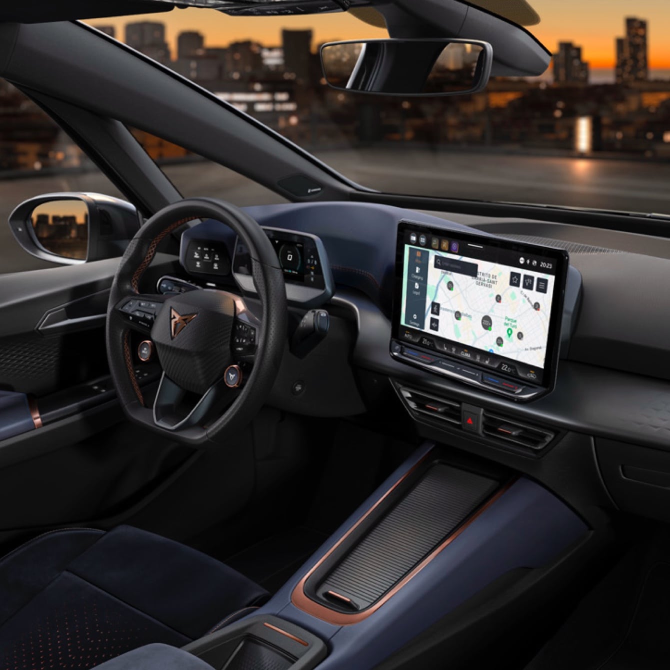 interior cupra born pantalla infotainment mapa