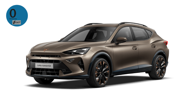 CUPRA Formentor de color Bronce Century mate con distintivo ambiental 0 de la DGT