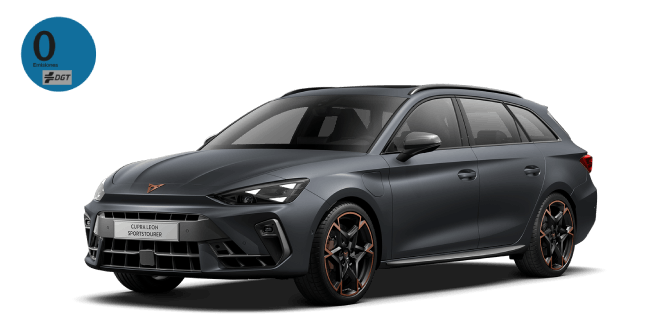 CUPRA León Sporstourer de color gris Magnetic mate con distintivo ambiental 0 de la DGT