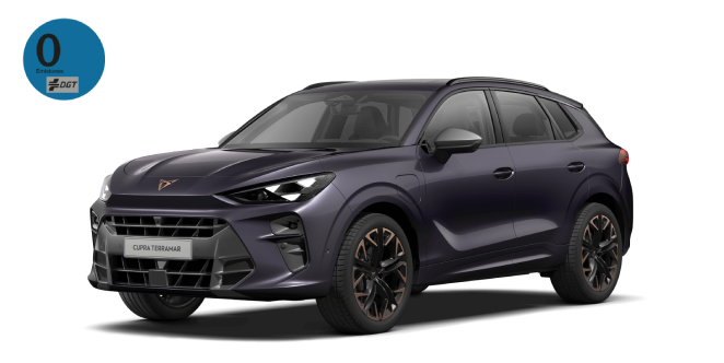 CUPRA Terramar de color Dark Void con distintivo ambiental 0 de la DGT