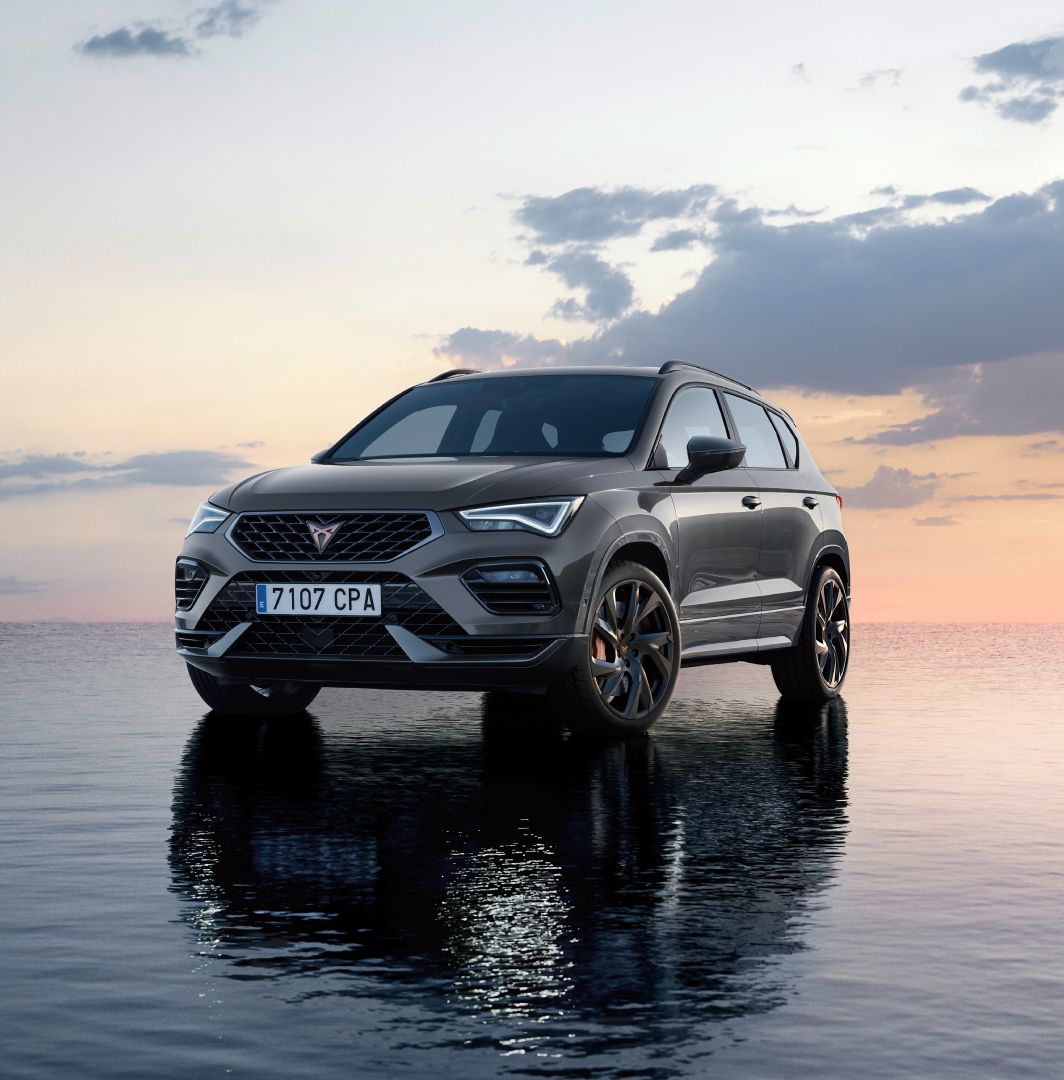 Cupra ateca compact suv for sale,  in graphite grey with 19 inch exclusive machined sport wheels.