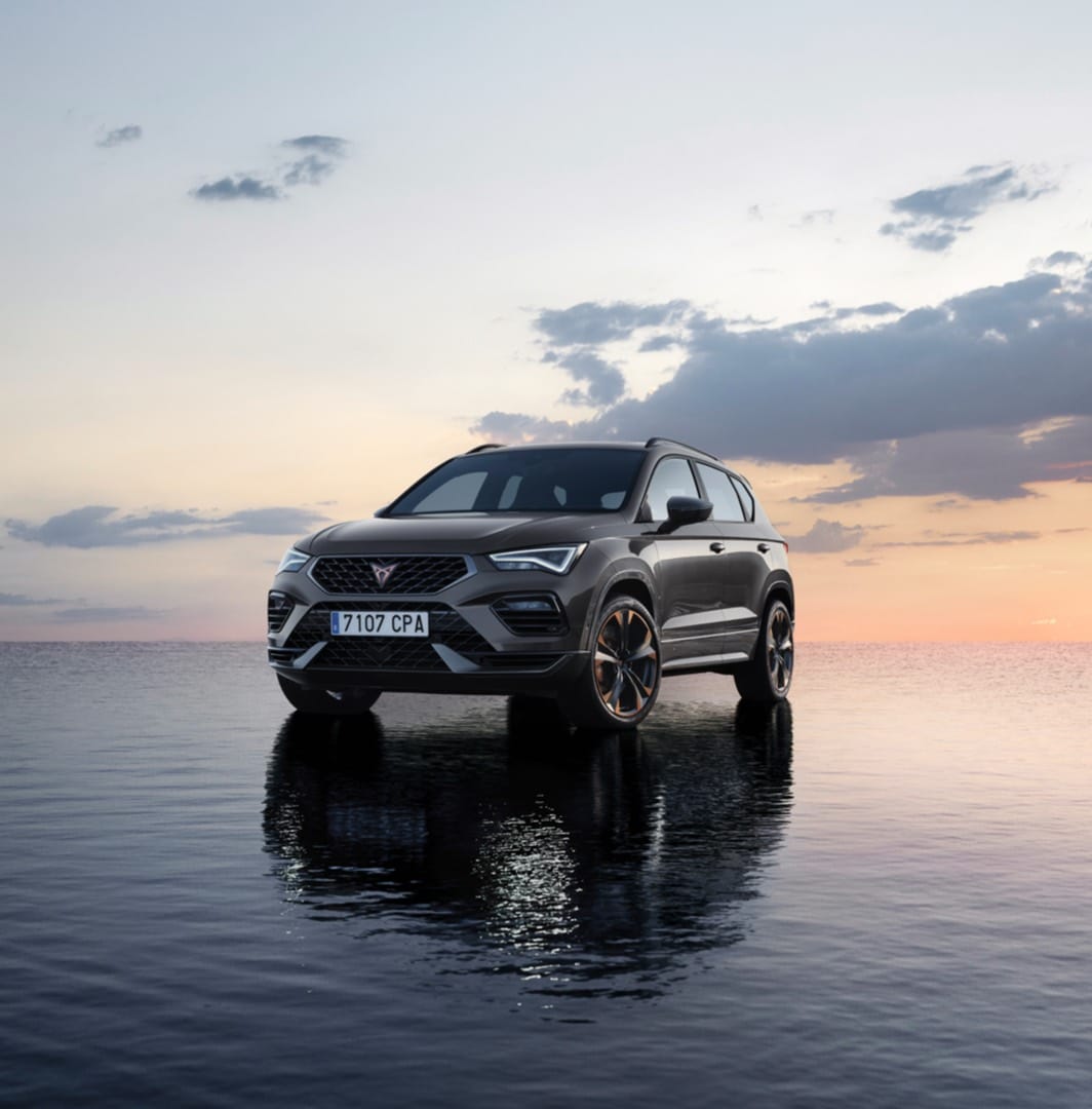 Cupra ateca compact suv for sale,  in graphite grey with 19 inch exclusive machined sport wheels.