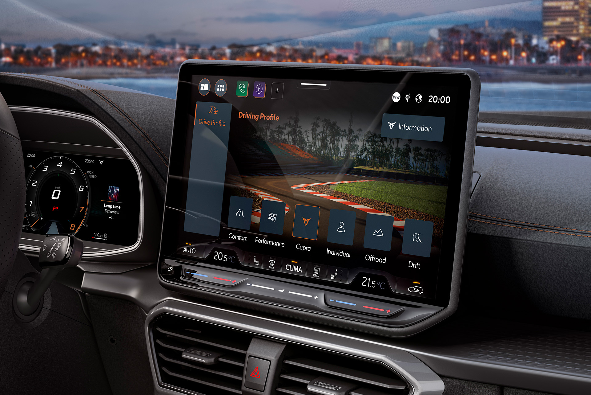 Vista del salpicadero del CUPRA Formentor y Skyline.