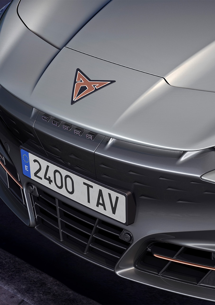 Coche Tavascan 2024 color White Silver, toma ariel