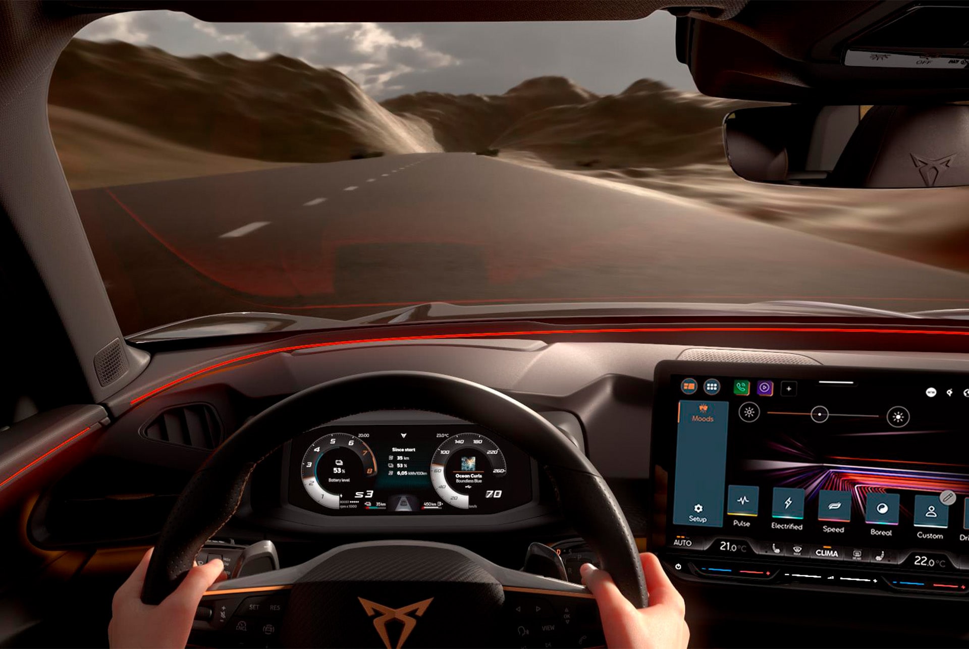 Animación de la tecnología Smartlight en el CUPRA Terramar.